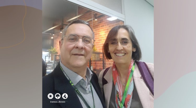 Fábio Soares e Charlotte Morton, diretora-executiva da Associação Mundial de Biogás (WBA)