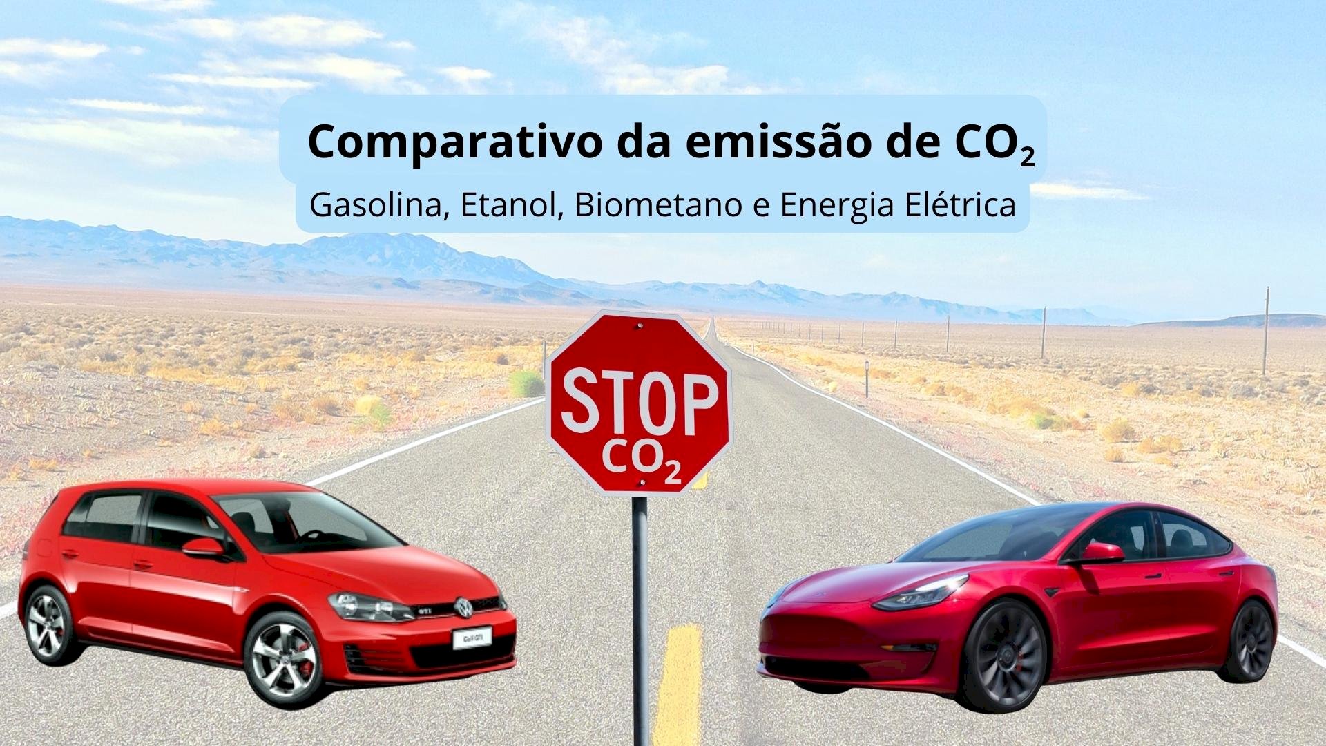 Comparativo da emissão de carbono (CO2): Gasolina, Etanol, Biometano e Energia Elétrica