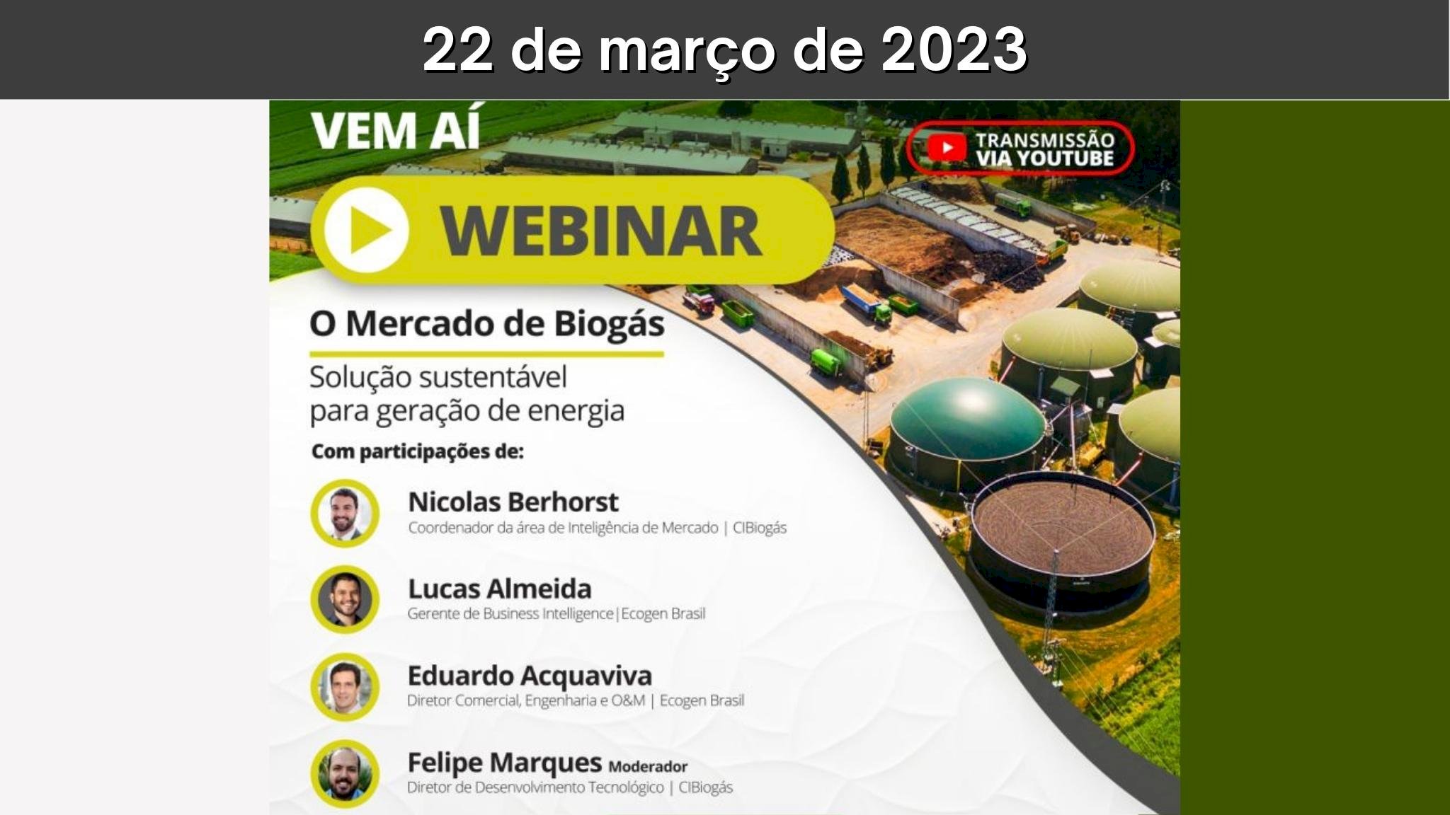 Webinar O Mercado de Biogás - Solução Sustentável para Geração de Energia