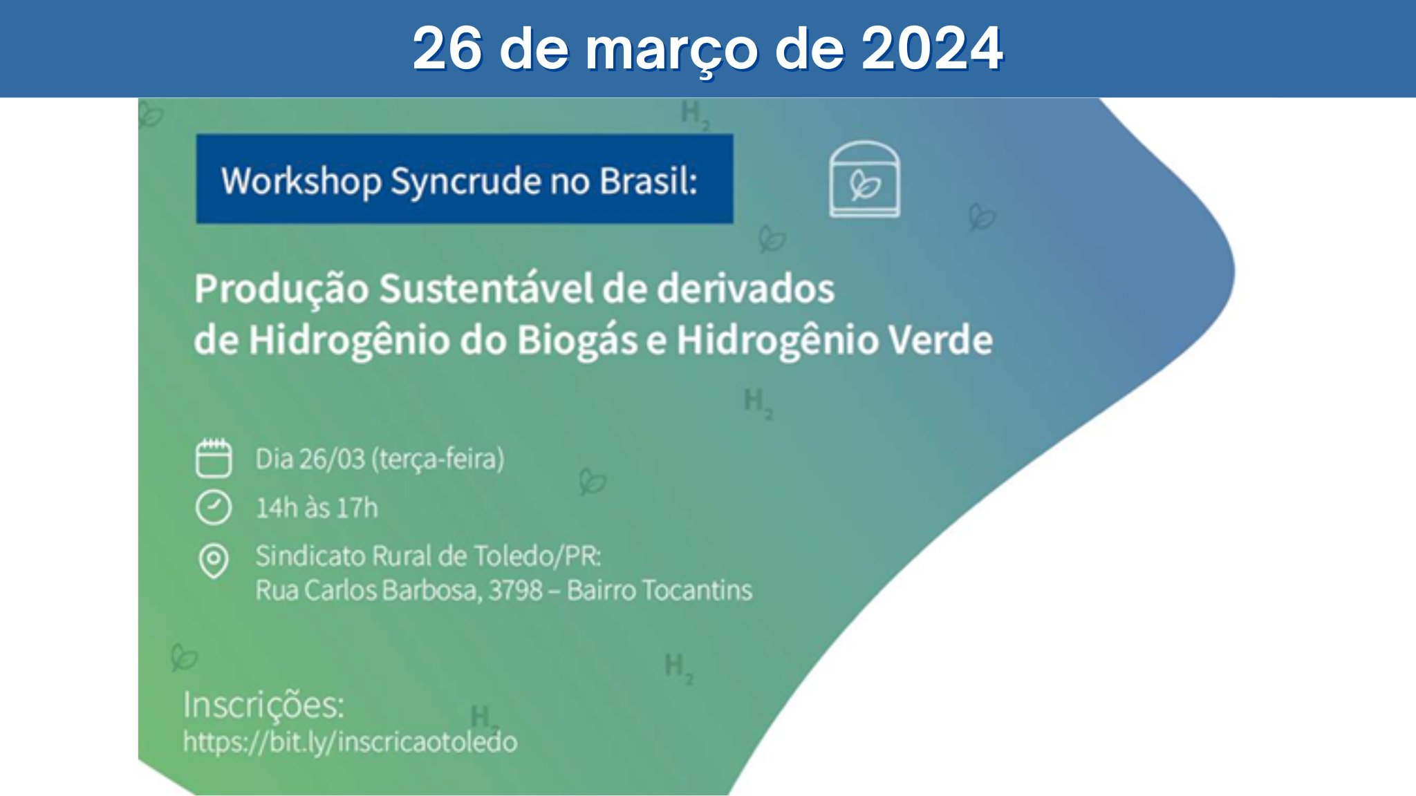 Workshop Syncrude no Brasil: Produção Sustentável de derivados de Hidrogênio do Biogás e Hidrogênio Verde